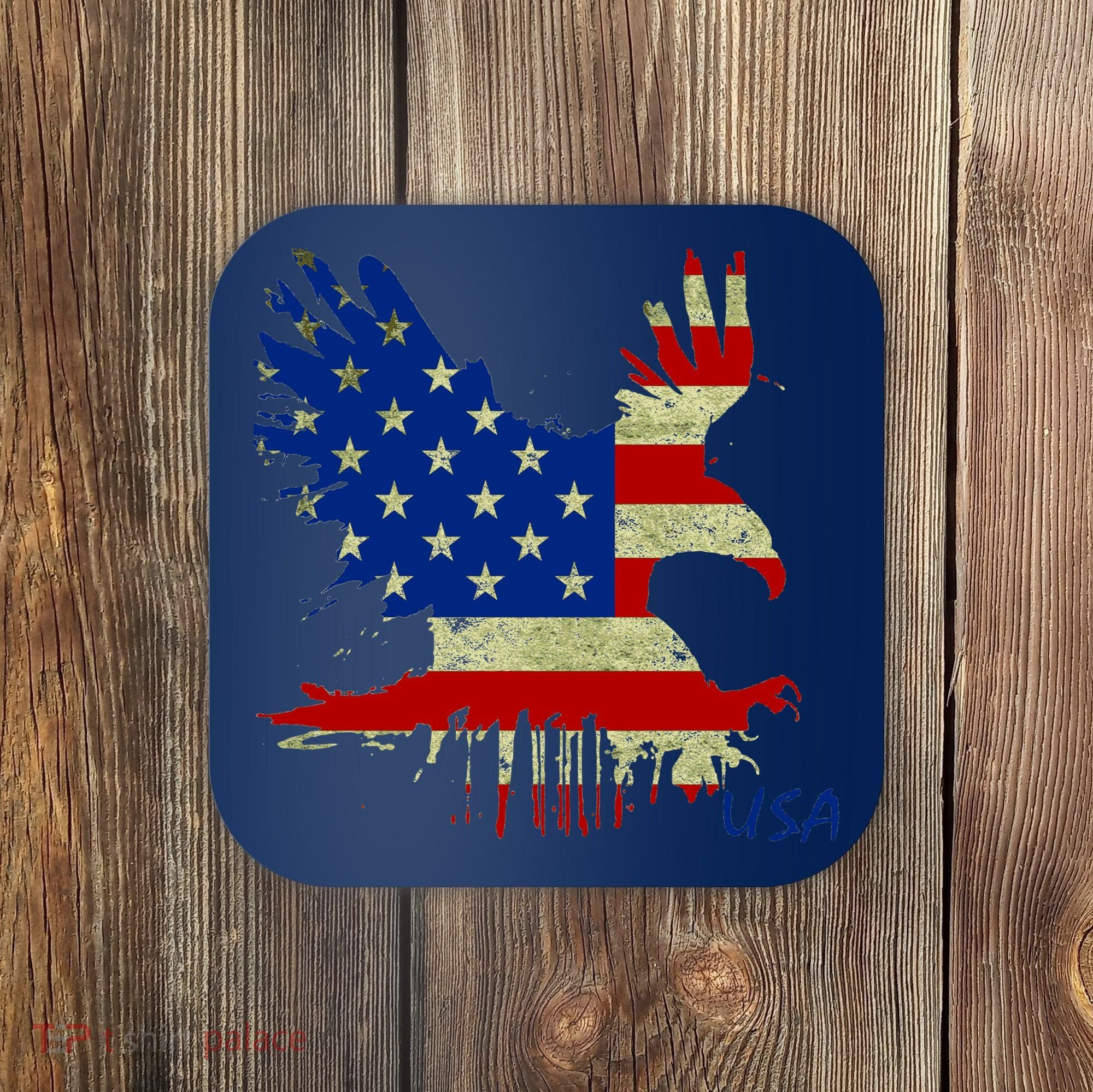 USA Bald Eagle Flag Drip 4th of July Coaster