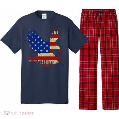 USA Bald Eagle Flag Drip 4th of July Pajama Set