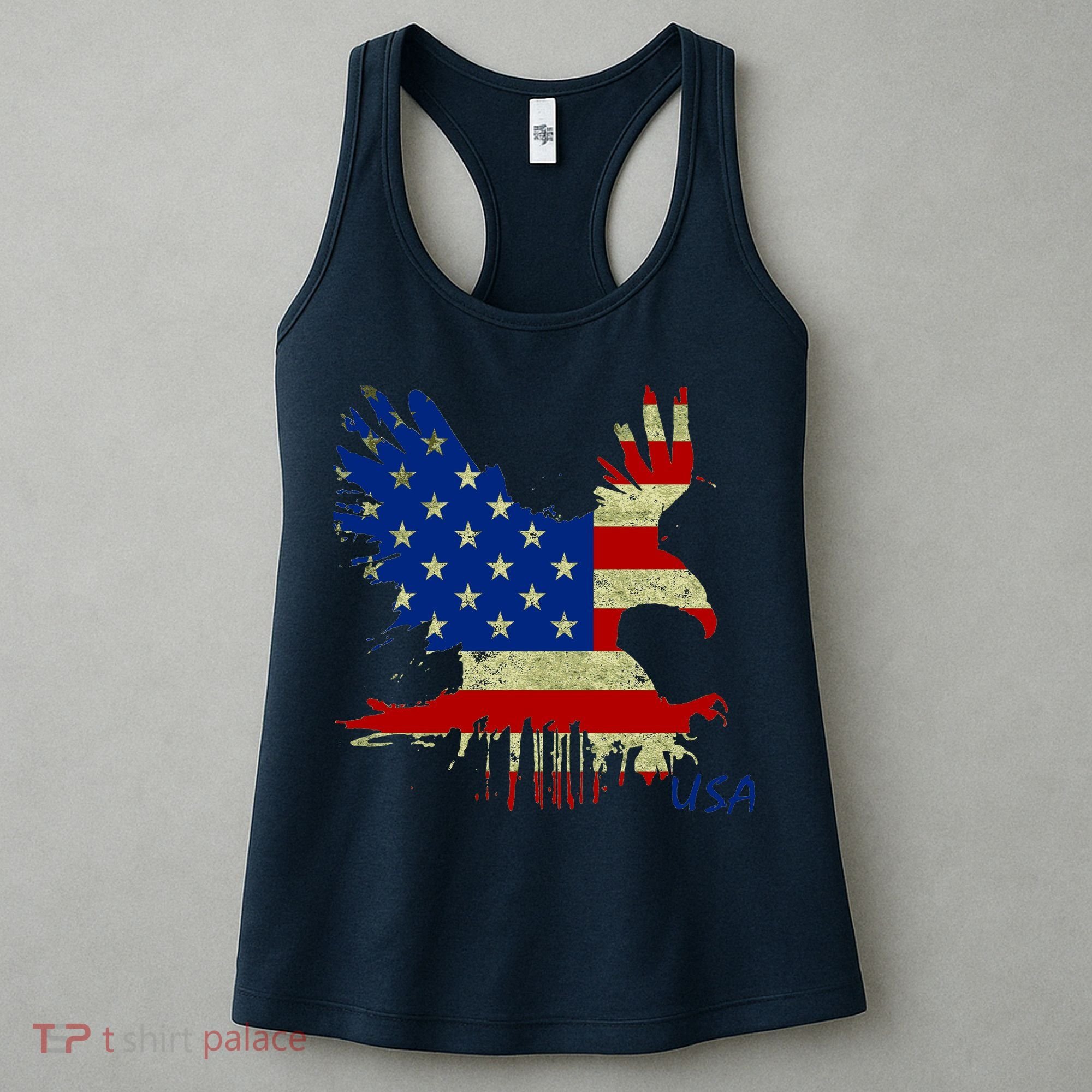 USA Bald Eagle Flag Drip 4th of July Women's Tank Top