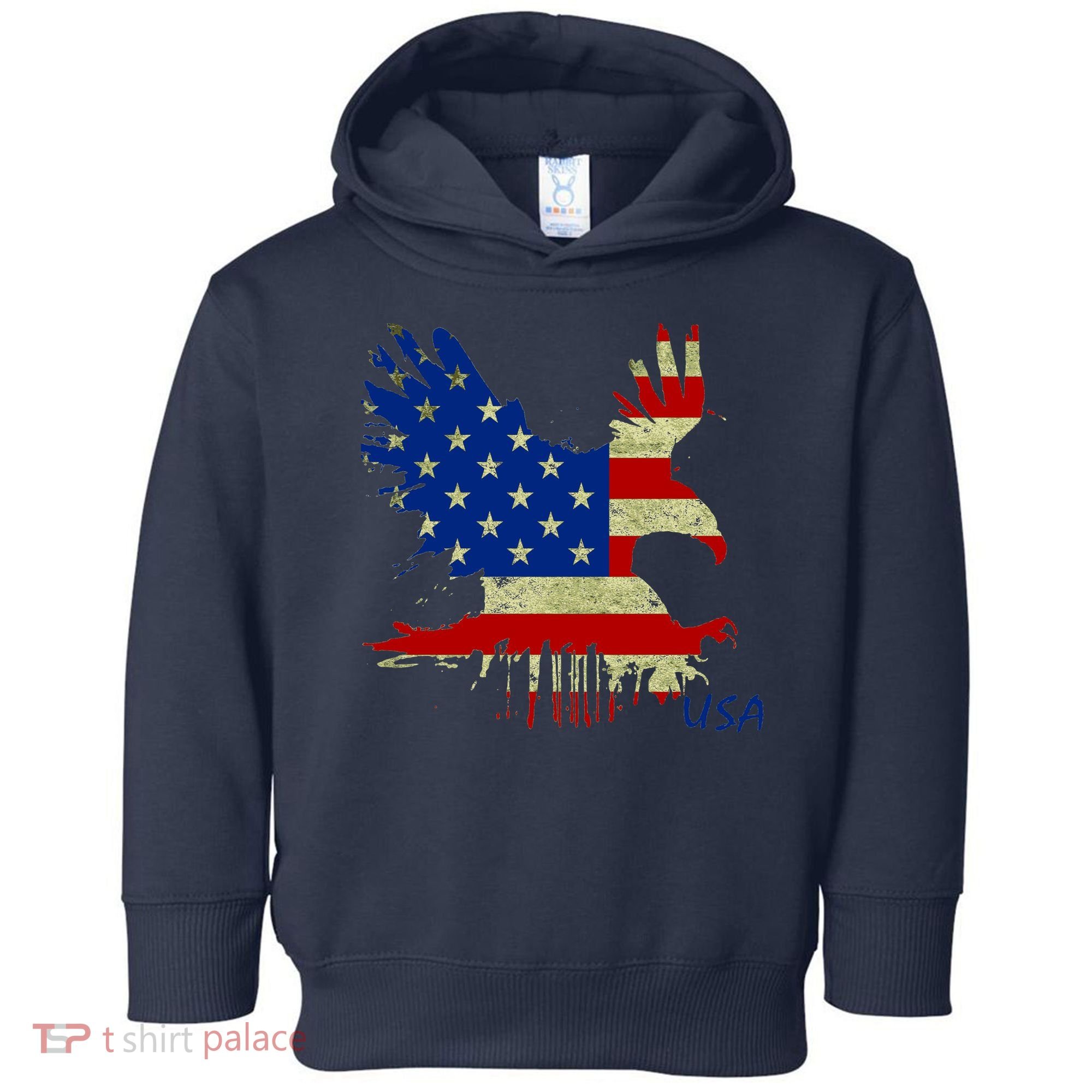 USA Bald Eagle Flag Drip 4th of July Toddler Hoodie