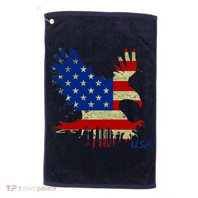 USA Bald Eagle Flag Drip 4th of July Golf Towel