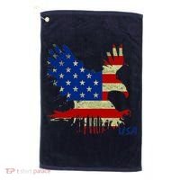 USA Bald Eagle Flag Drip 4th of July Golf Towel thumb 0