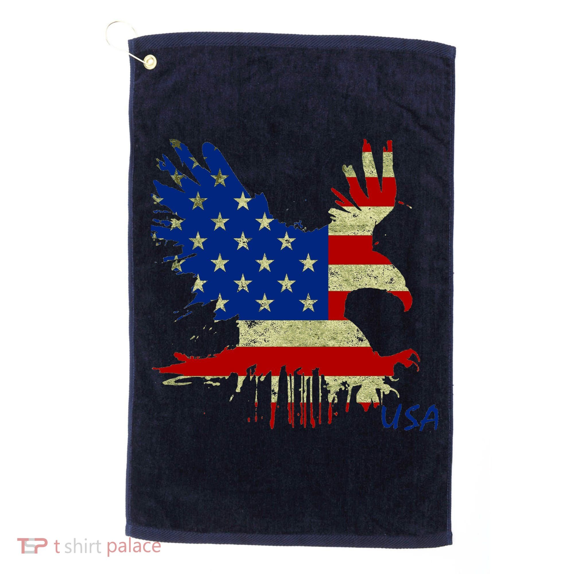 USA Bald Eagle Flag Drip 4th of July Golf Towel