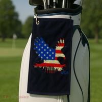 USA Bald Eagle Flag Drip 4th of July Golf Towel thumb 2