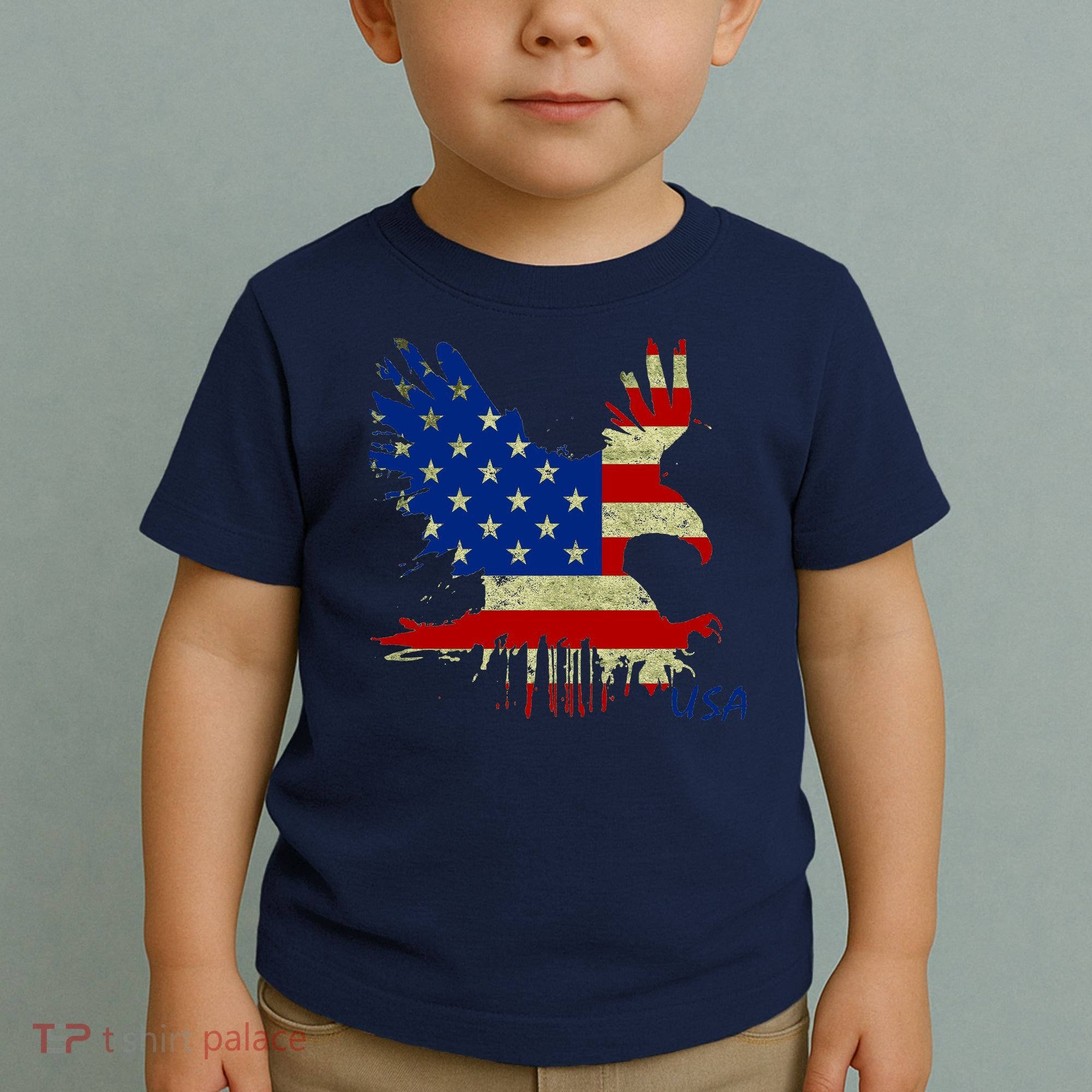 USA Bald Eagle Flag Drip 4th of July Toddler T-Shirt