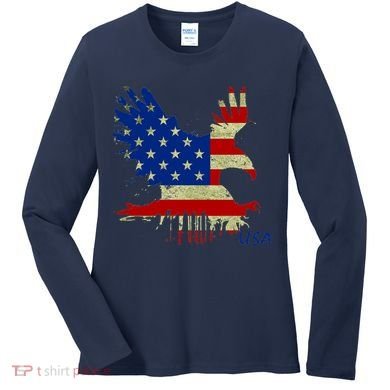 USA Bald Eagle Flag Drip 4th of July Women's Long Sleeve Shirt