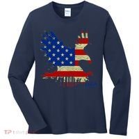 USA Bald Eagle Flag Drip 4th of July Women's Long Sleeve Shirt thumb 0