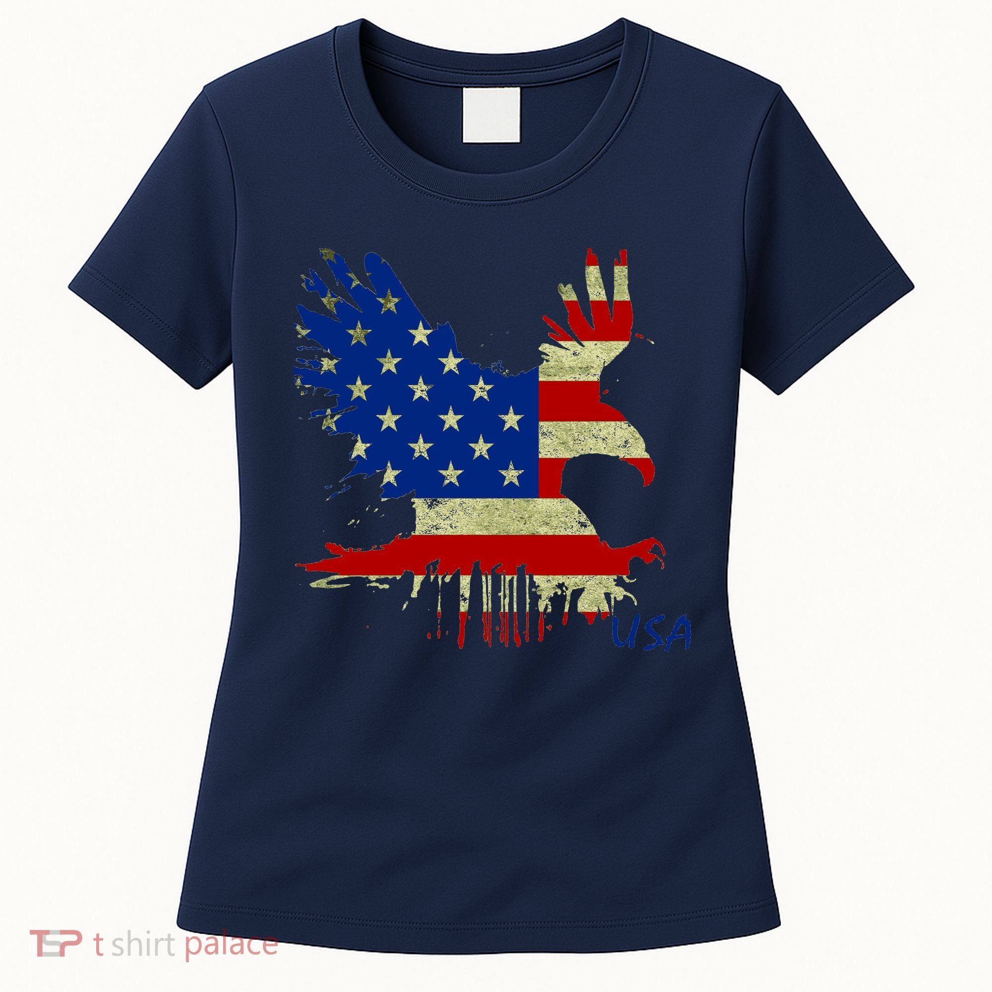 USA Bald Eagle Flag Drip 4th of July Women's T-Shirt
