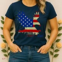 USA Bald Eagle Flag Drip 4th of July Women's T-Shirt thumb 2