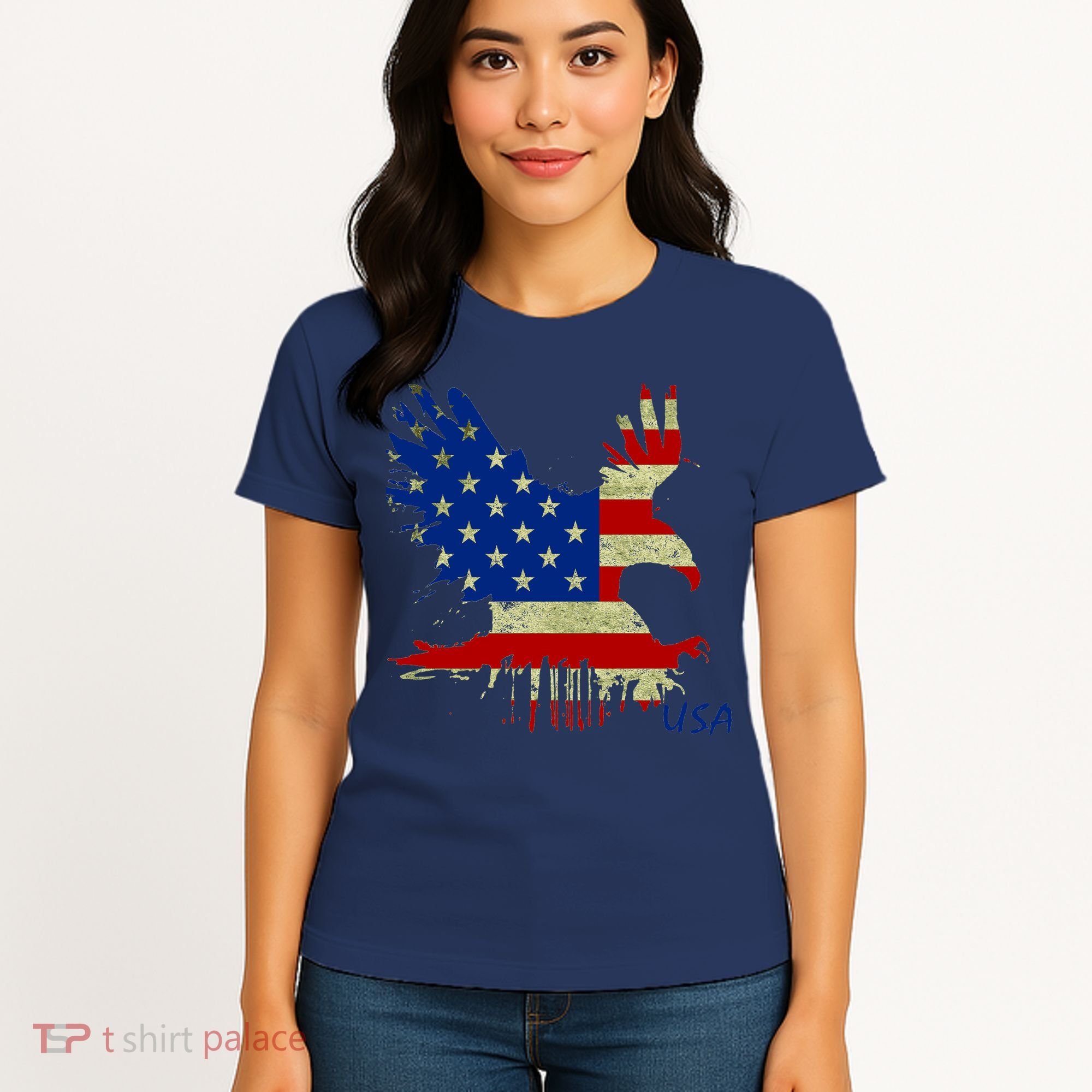 USA Bald Eagle Flag Drip 4th of July Women's T-Shirt