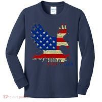 USA Bald Eagle Flag Drip 4th of July Kids Long Sleeve Shirt thumb 0