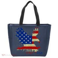 USA Bald Eagle Flag Drip 4th of July Tote Bag thumb 0