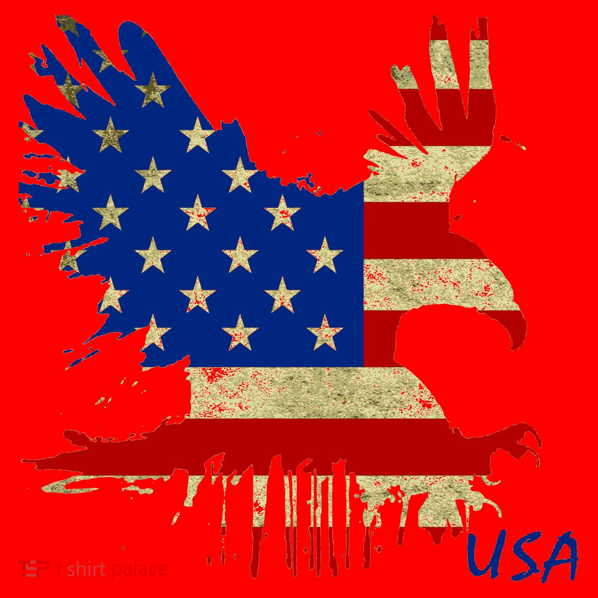 USA Bald Eagle Flag Drip 4th of July Santa Hat