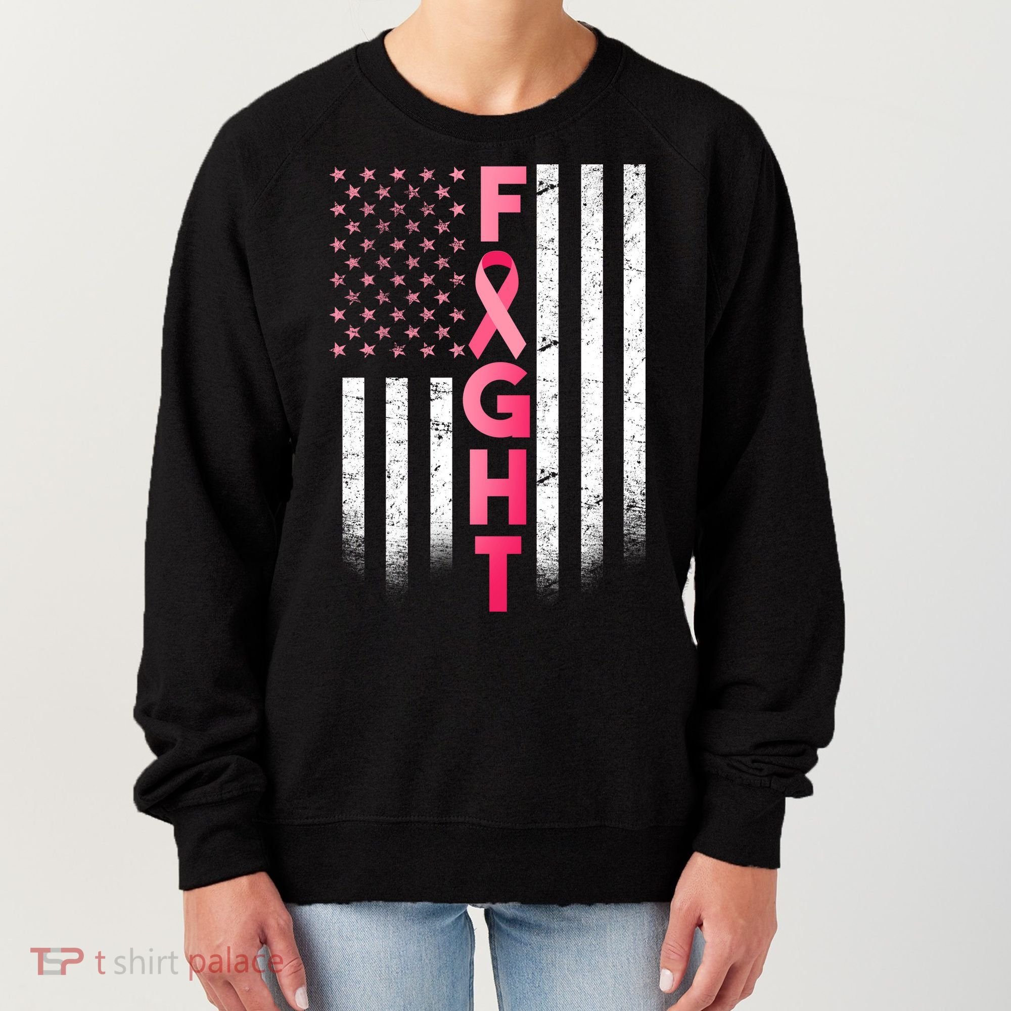 USA Breast Cancer Awareness Fight Logo Women's Sweatshirt