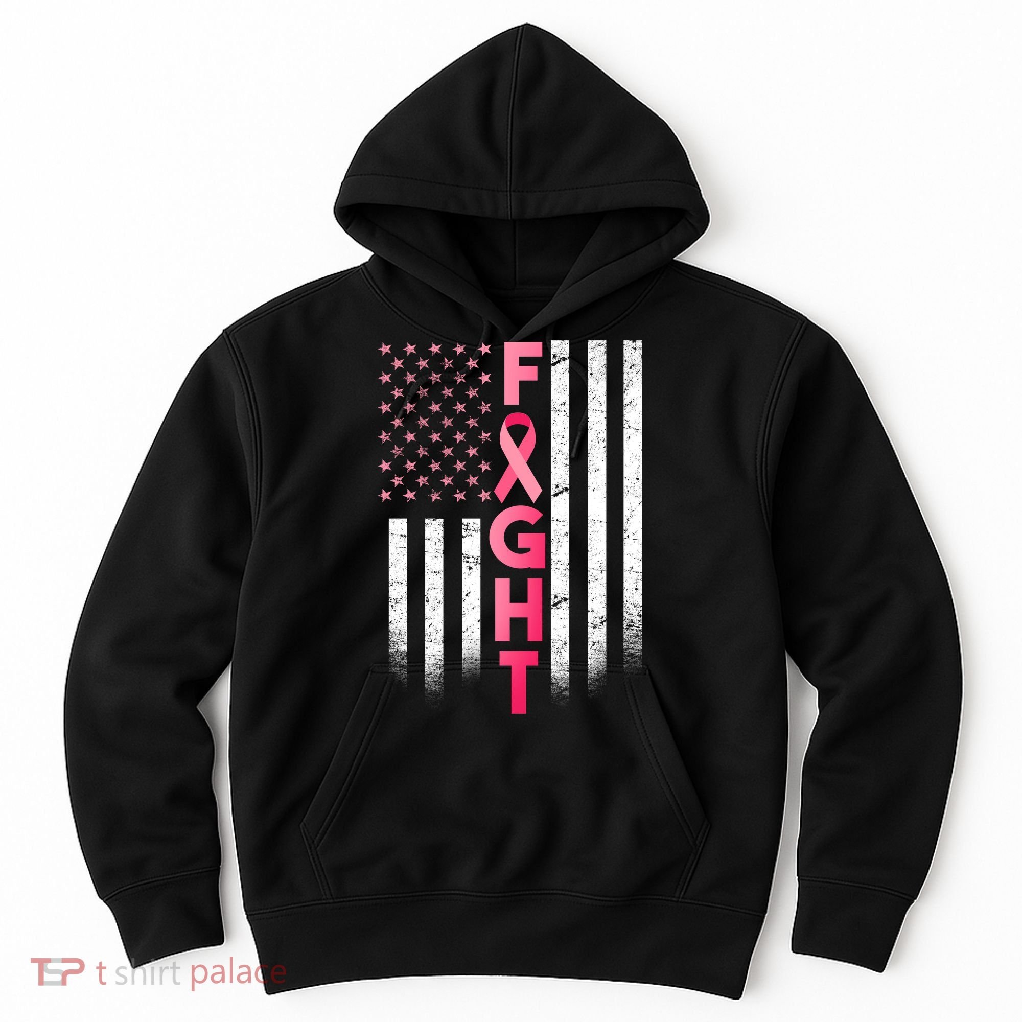 USA Breast Cancer Awareness Fight Logo Hoodie