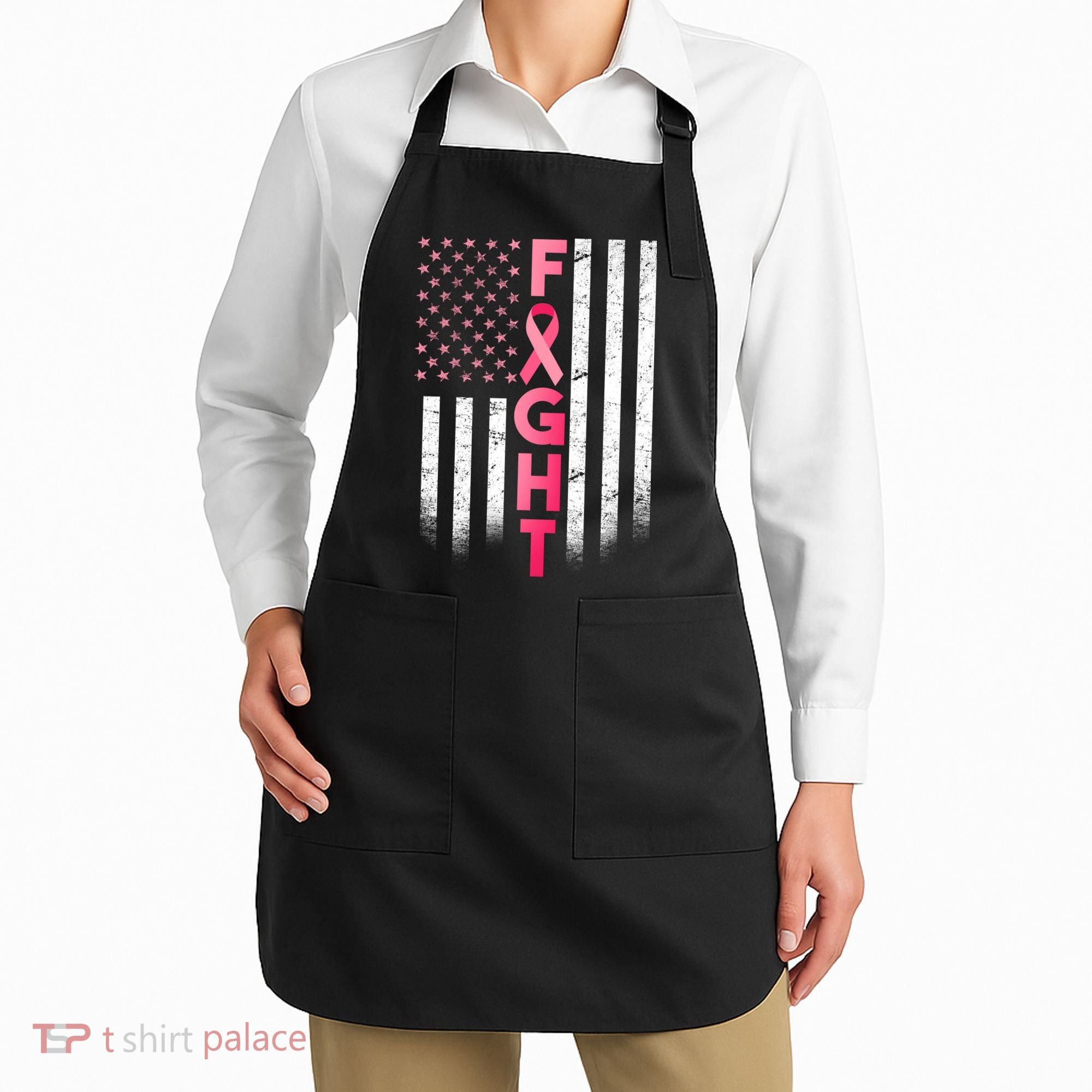 USA Breast Cancer Awareness Fight Logo Apron