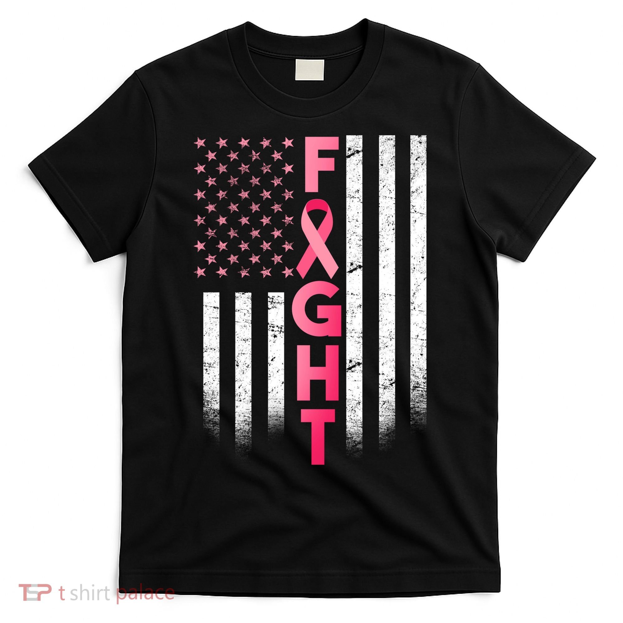 USA Breast Cancer Awareness Fight Logo T-Shirt
