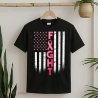USA Breast Cancer Awareness Fight Logo T-Shirt thumb 2