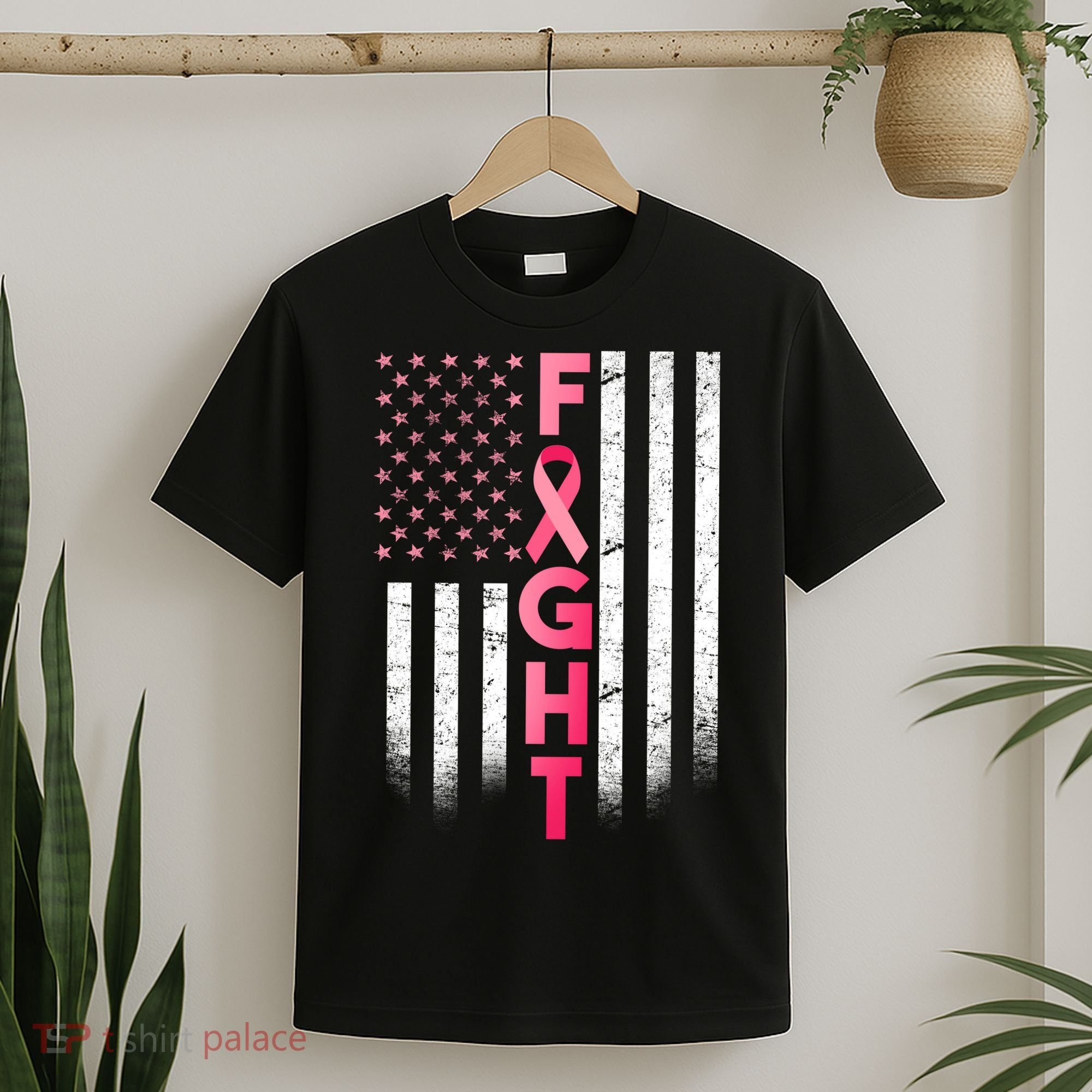 USA Breast Cancer Awareness Fight Logo T-Shirt