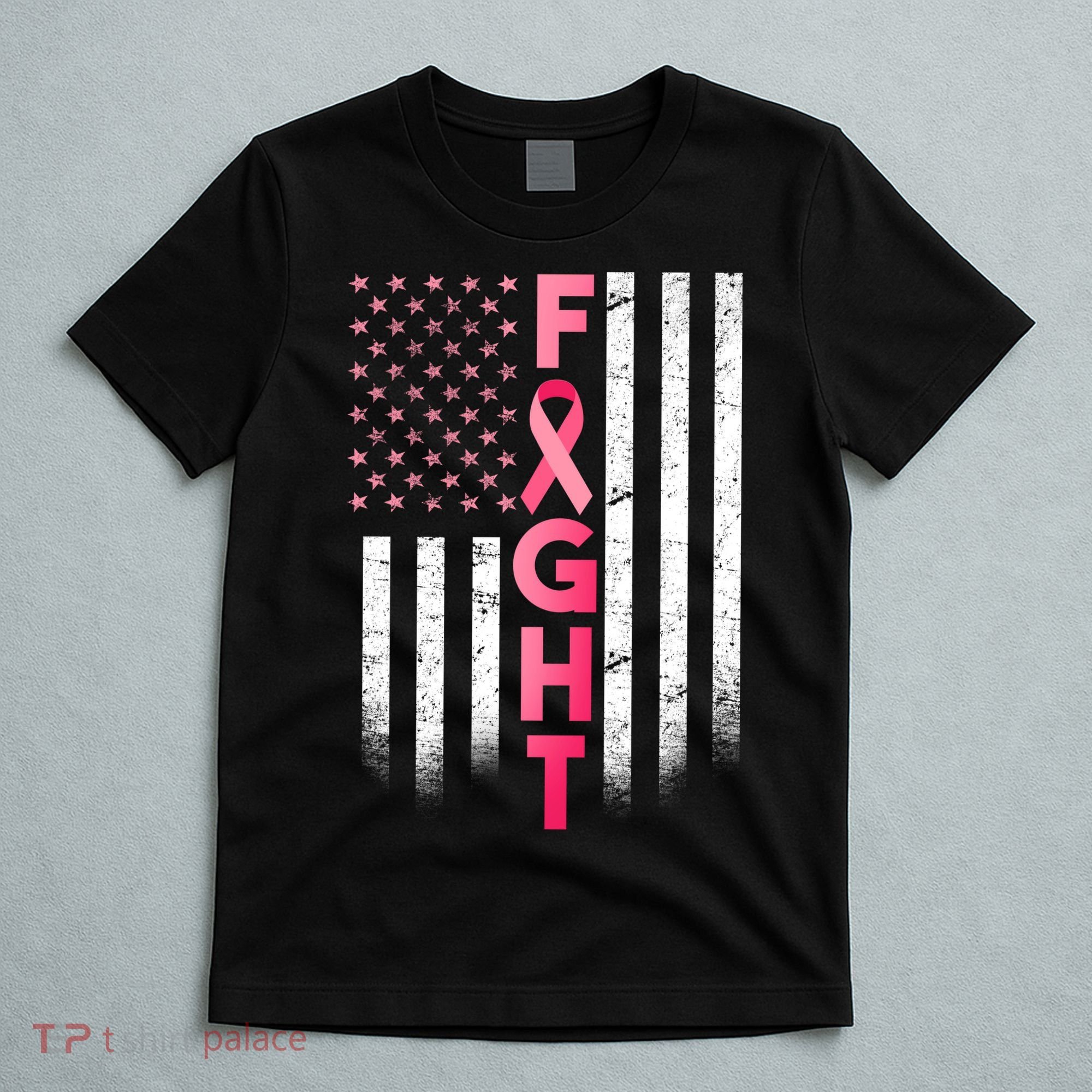 USA Breast Cancer Awareness Fight Logo T-Shirt
