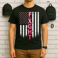 USA Breast Cancer Awareness Fight Logo T-Shirt thumb 6