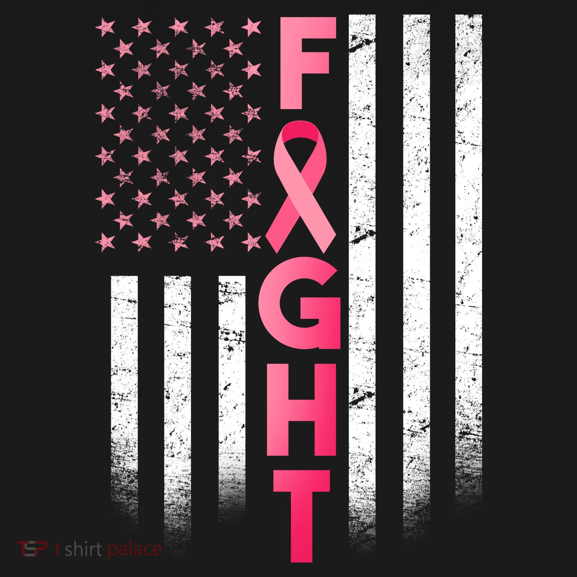 USA Breast Cancer Awareness Fight Logo T-Shirt