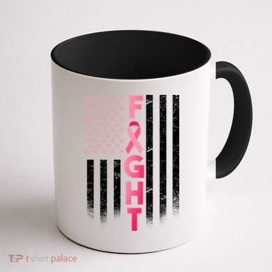 USA Breast Cancer Awareness Fight Logo Coffee Mug back
