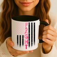 USA Breast Cancer Awareness Fight Logo Coffee Mug thumb 3