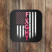USA Breast Cancer Awareness Fight Logo Coaster thumb 0