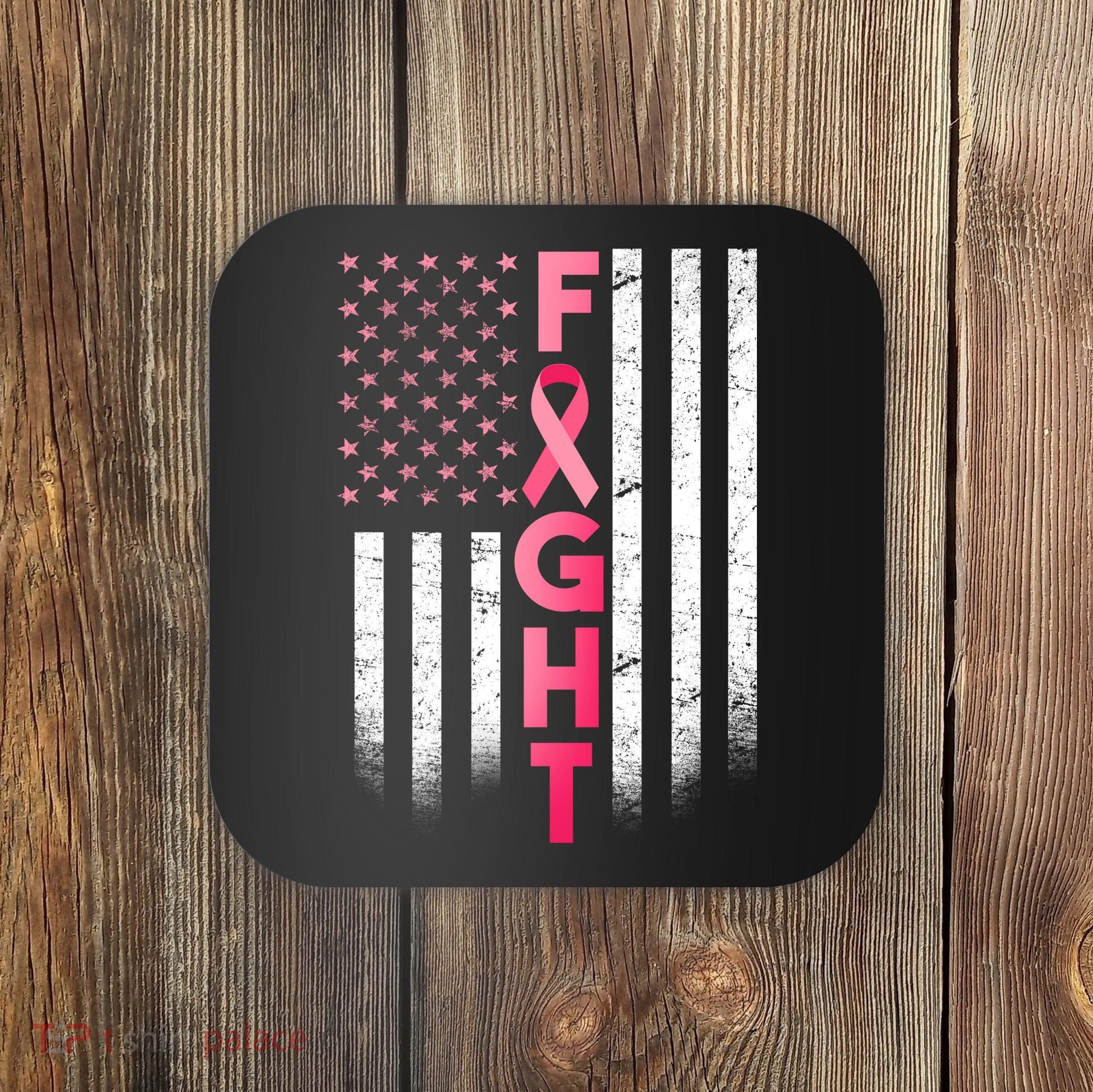 USA Breast Cancer Awareness Fight Logo Coaster