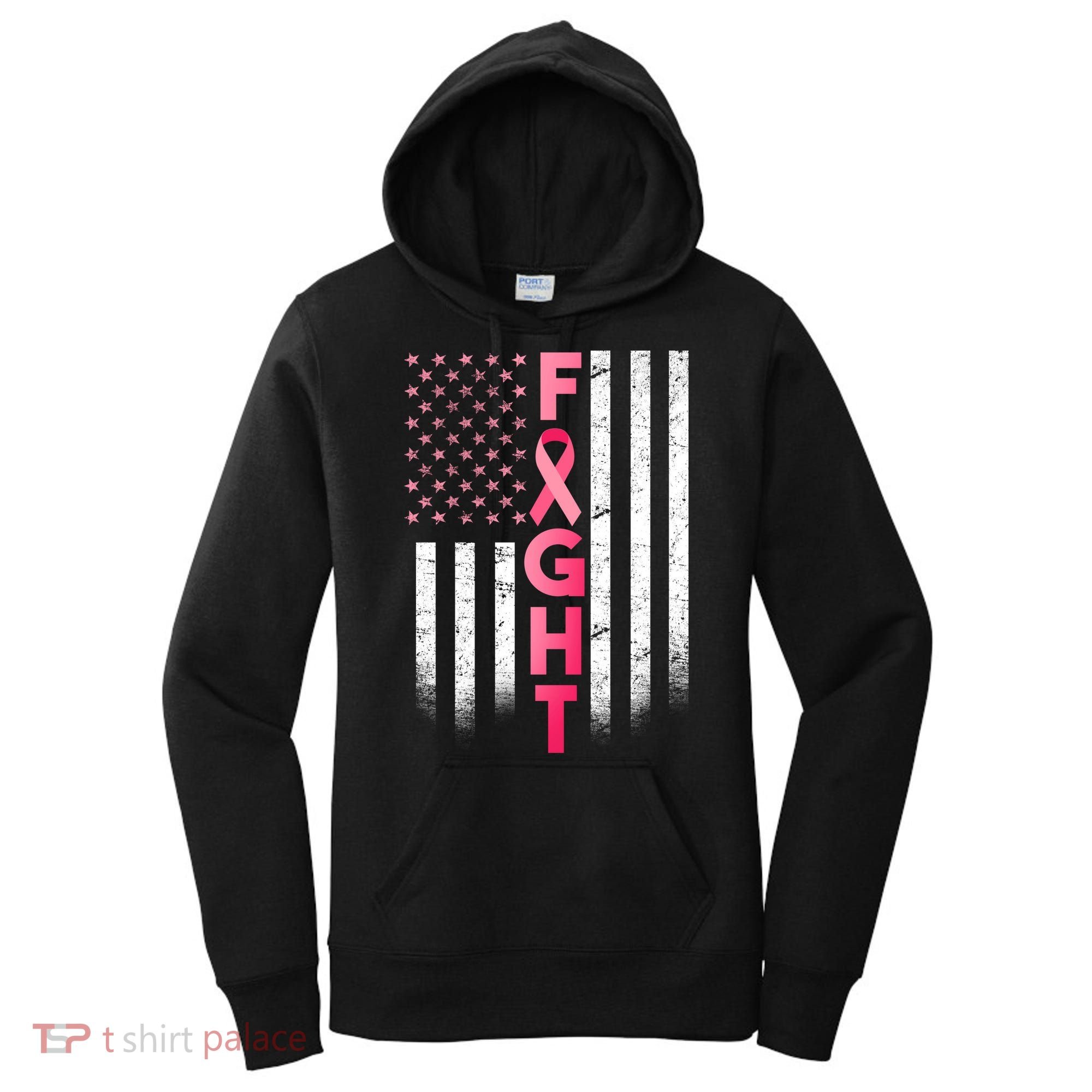 USA Breast Cancer Awareness Fight Logo Women's Hoodie