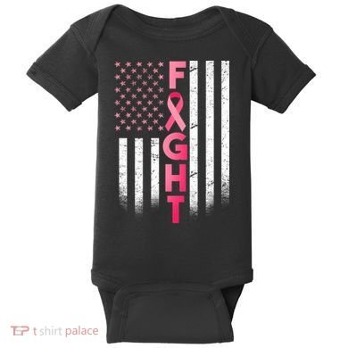 USA Breast Cancer Awareness Fight Logo Baby Bodysuit