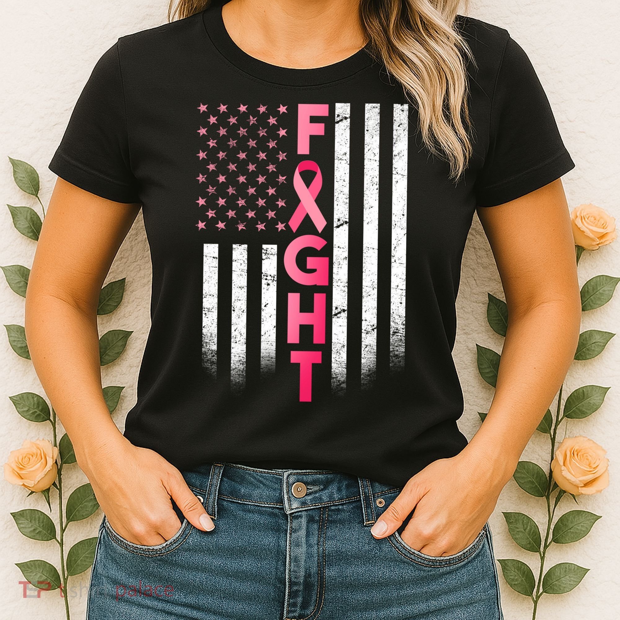 USA Breast Cancer Awareness Fight Logo Women's T-Shirt