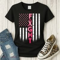 USA Breast Cancer Awareness Fight Logo Women's T-Shirt thumb 3
