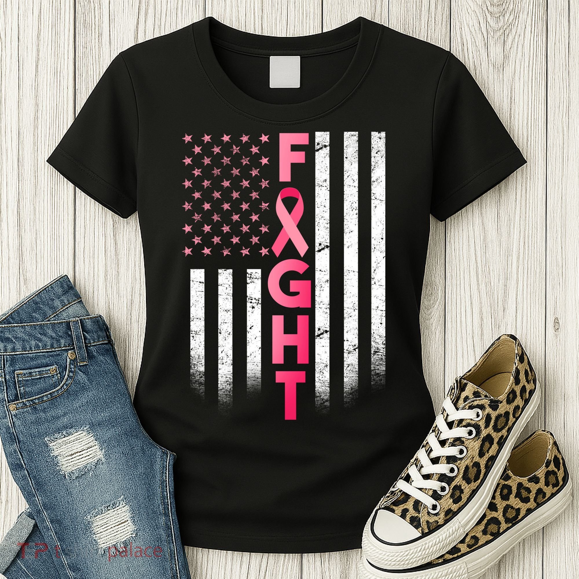 USA Breast Cancer Awareness Fight Logo Women's T-Shirt