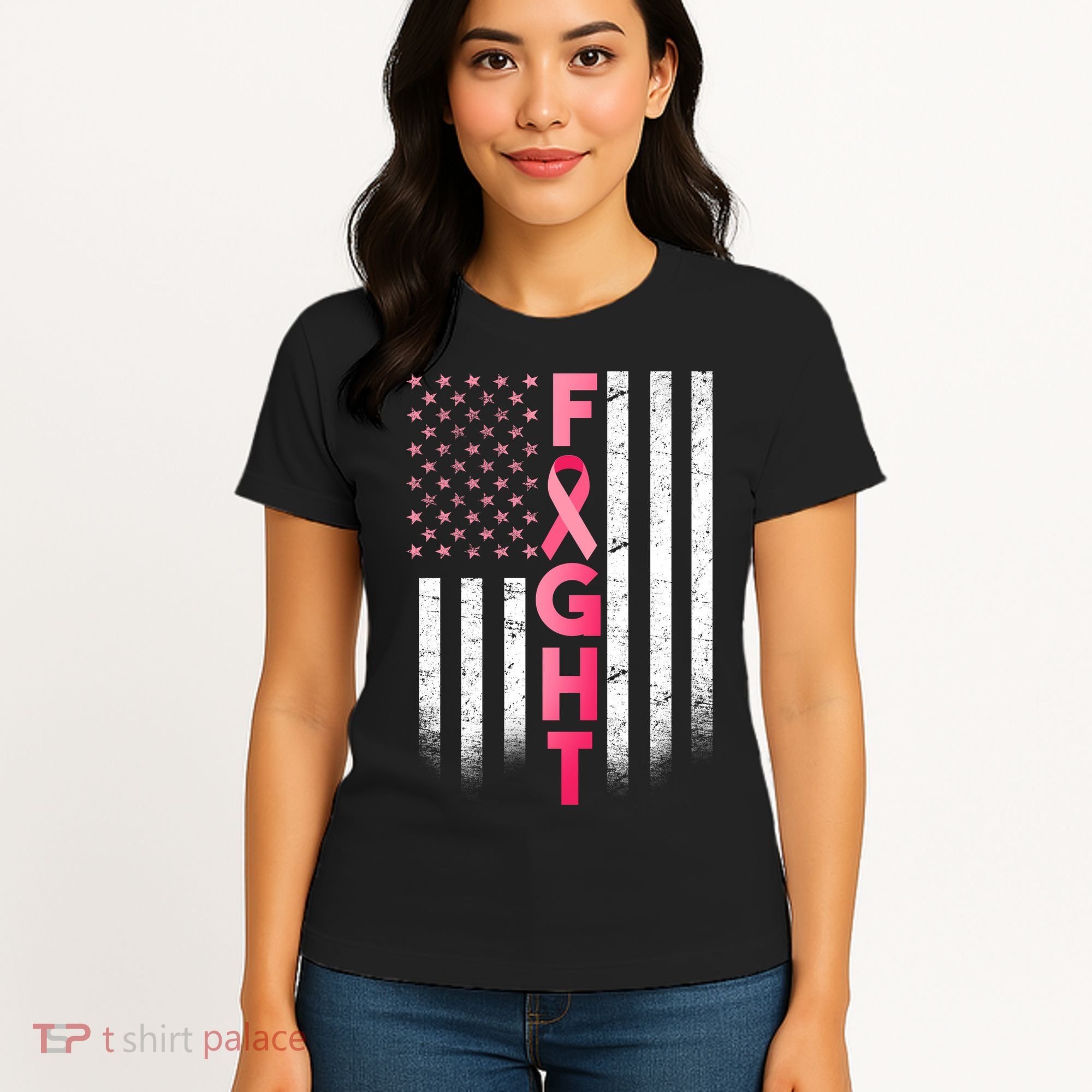 USA Breast Cancer Awareness Fight Logo Women's T-Shirt