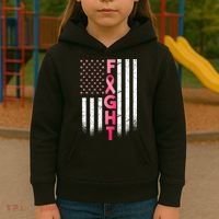 USA Breast Cancer Awareness Fight Logo Kids Hoodie thumb 3