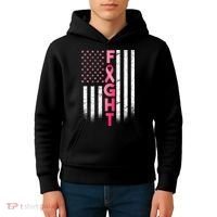 USA Breast Cancer Awareness Fight Logo Kids Hoodie thumb 4