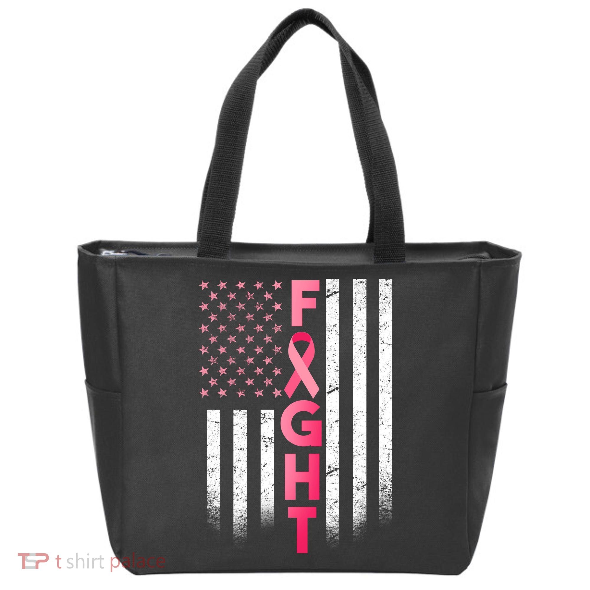 USA Breast Cancer Awareness Fight Logo Tote Bag