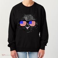 USA Cat Wearing American Flag Glasses Women's Sweatshirt thumb 0