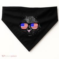 USA Cat Wearing American Flag Glasses USA-Made Doggie Bandana thumb 0