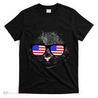 USA Cat Wearing American Flag Glasses T-Shirt thumb 0