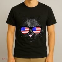 USA Cat Wearing American Flag Glasses T-Shirt thumb 3