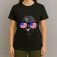 USA Cat Wearing American Flag Glasses T-Shirt thumb 4