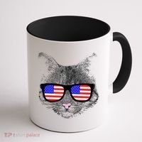 USA Cat Wearing American Flag Glasses Coffee Mug thumb 1