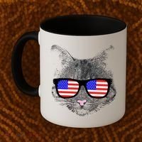 USA Cat Wearing American Flag Glasses Coffee Mug thumb 2