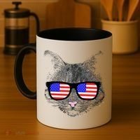USA Cat Wearing American Flag Glasses Coffee Mug thumb 4
