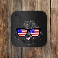 USA Cat Wearing American Flag Glasses Coaster thumb 0