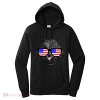 USA Cat Wearing American Flag Glasses Women's Hoodie thumb 0