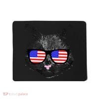USA Cat Wearing American Flag Glasses Mousepad thumb 0